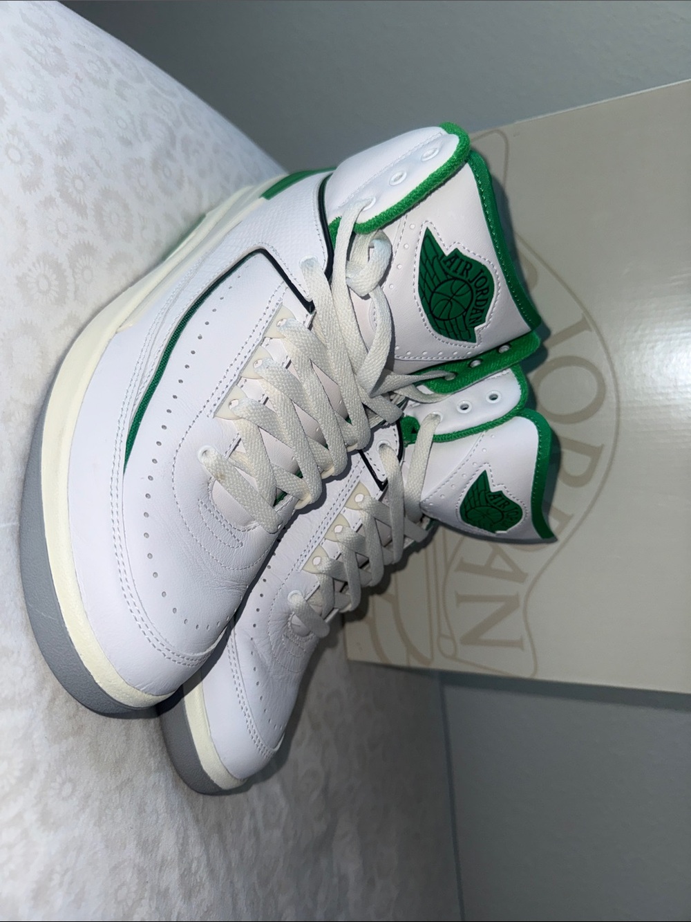 Jordan 2 Retro White Green High-Top Sneakers
